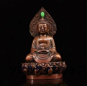 仏像、像、装飾 古い銅釈迦牟尼仏像の装飾品純銅ポーチ古い銅坐仏家の家具 禅像