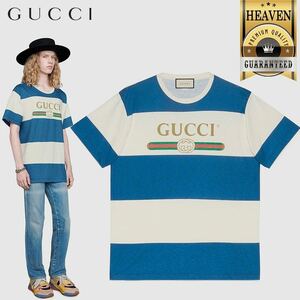 GUCCI☆グッチ☆2019SSコレクションモデル!! ロゴストライプマリンTシャツ!!美品!!未使用品