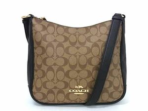 1円 ■極美品■ COACH コーチ C1649 シグネチャー PVC×レザー ショルダーバッグ 斜め掛けかばん ブラウン系×ブラック系 BJ2777