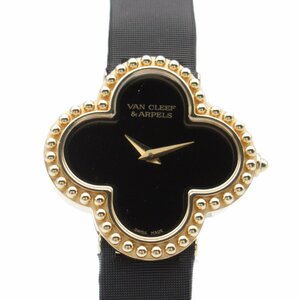ヴァンクリーフ＆アーペル アルハンブラ スモールモデル ウォッチ ブランドオフ K18（イエローゴールド） 腕時計 K18/革 中古 レディース