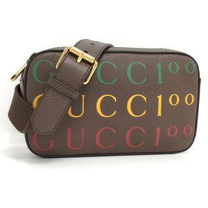 【中古】GUCCI ボディバッグ ベルトバッグ 100周年記念 レザー ブラウン 602695