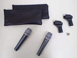 SHURE シュア ダイナミックマイク BETA57A 2本セット キャリング/保管用バッグ付き † 6D9E9-14