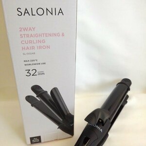 SALONIA サロニア 2WAY ストレート＆カールヘアアイロン オールブラック 32ｍｍ SL-002AB【PSEマークあり】【訳あり】38 00222