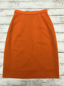 クリスチャンディオール ウール100% ニットタイトスカート L〈古着 美品 used〉キュプラ裏地付 きれいなオレンジ色 Christian Dior A15