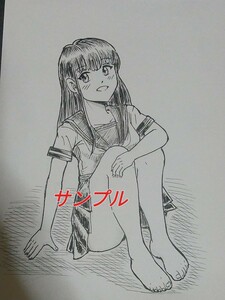 手描きイラスト　裸足の女の子