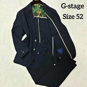 1円～g-stage ジーステージ メンズ COOLMAX クールマックス ストレッチシアサッカー スーツ ジャケット パンツ サイズ52 3XL 大きいサイズ