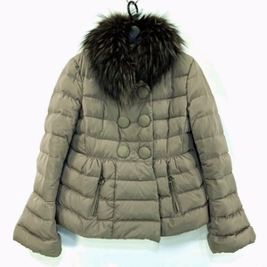 モンクレール MONCLER ダウンジャケット サイズ1 S KELLYFUR(ケリーファー) ダークブラウン レディース 冬物 ジャケット