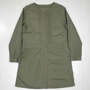 crocodile クロコダイル　長袖ワンピース　シャツワンピース　ボタン　ノーカラー　Lサイズ　カーキ　34-89a