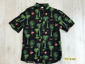 DIETER BRAUN × H&M エイチアンドエム キッズ フラミンゴ柄 胸ポケット 半袖シャツ 152(11-12Y) 黒緑
