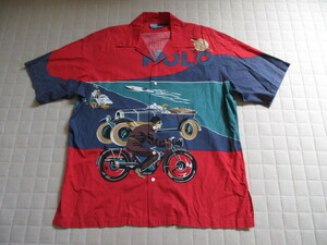 USA製 ビンテージ ９０S POLO RALPH LAUREN コットン アロハシャツ VINTAGE RL92 ウイングフット 古着 アメカジ ラルフローレン OLD RL93