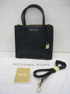 ◆MICHAEL KORS◆ マイケルコース レザー 2WAY ハンドバッグ ショルダーバッグ クロスボディ レディース ネイビー系 極美品 保存袋付き