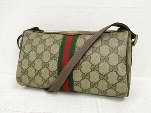 ◆GUCCI オールド グッチ◆GGスプリーム◆PVC レザー 本革◆ミニ ショルダー バッグ◆ベージュ G金具◆イタリア製◆ヴィンテージ◆A4864