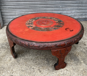 円卓 円形 テーブル 和風 彫刻 座卓 座敷机 ちゃぶ台 中国