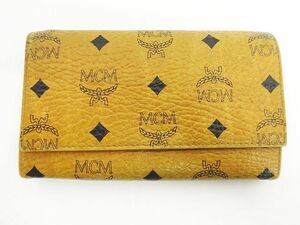 MCM エムシーエム 長財布 フラップ 小銭入れがまぐち 総柄 ヴィセトス柄 ブラウン系 約縦10.5×横17×マチ3cm ◇07