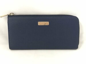 ☆中古☆FURLA フルラ ファスナー レザー 長財布 ネイビー系 レディース