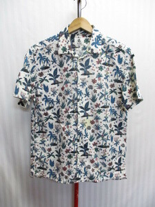 ポールスミス　総柄オープンカラーシャツ　メンズS　アロハシャツ　ハワイアンシャツ　総柄シャツ　半袖シャツ　半袖カットソー　05142