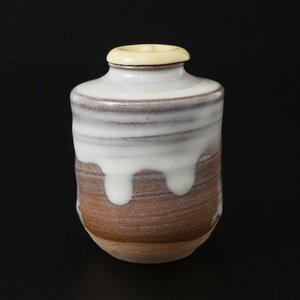 ◎476112 【SALE♪】 美品 萩焼 金子信彦 城山窯 茶入 肩衡茶入窯 在銘 陶器蓋 茶道具 煎茶道具