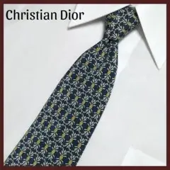 Christian Dior クリスチャンディオール 微光沢ネクタイ 総柄 紺