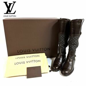 【極美品】LOUIS VUITTON ルイ ヴィトン モノグラム ミニラン ロングブーツ N00068 351/2 サイズ イタリア製 ギャランティカード 箱付き