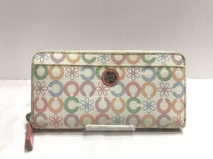 ■【YS-1】 コーチ COACH 長財布 ■ シグネチャー ラウンドファスナー マルチカラー系 ■ 10cm×20cm×2.5cm レディース 【同梱可能商品】D