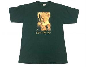 USA製 BORN TO BE WILD ライオン Tシャツ 緑 L ピクチャ