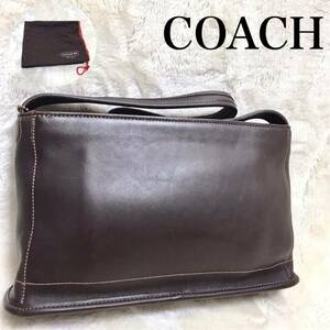 美品 オールドコーチ スクエア ショルダーバッグ グラブタンレザー ブラウン COACH