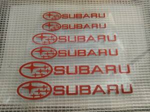 【送料無料】 SUBARU(スバル) 耐熱ステッカー レッド 大中小６枚セット ⑥