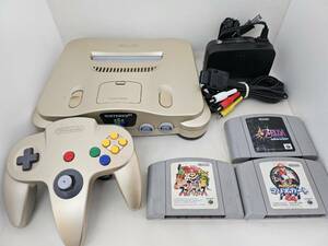 【美品】【動作確認済】 NINTENDO 64 ゴールド 本体 [NUS-001] コントローラー メモリー拡張パック ソフト付き フルセット