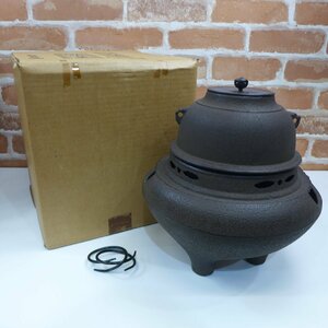 4185　龍敏堂造 風炉釜 茶道 茶釜 朝鮮 32cm 鉄釜 鉄製