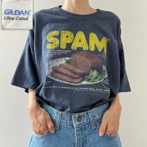 GF506 00s スパム spam Tシャツ XL 企業Tシャツ 企業物 ハム 古着 ビンテージ XXL サイズ Gildan タグ ヘリテージブルー色