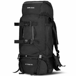 [HAWK GEAR(ホークギア)] バックパック 80L 大容量 防水 アウトドア 防災 災害 登山 旅行 (ジェットブラック)