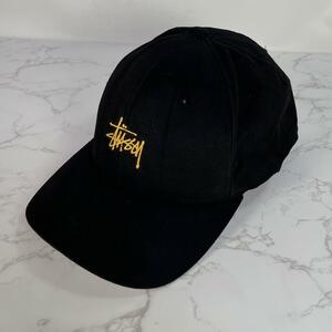 【90s・紺タグ】OLD STUSSY HATS キャップ　帽子　ロゴ刺繍　黒