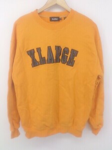 ◇ XLARGE エクストララージ 刺繍 長袖 トレーナー カットソー サイズM オレンジ ブラック系 メンズ P