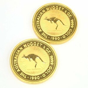 K24IG　オーストラリア　カンガルー金貨　1/2oz　1990　2枚まとめ　総重量31.0g【CDAI7034】