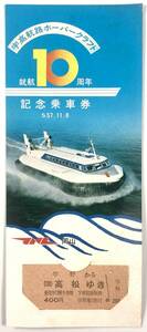 国鉄 宇高航路ホーバークラフト就航10周年記念乗車券 宇野から(讃)高松ゆき（岡山/昭和57年/1982年/とびうお/レトロ/JUNK）