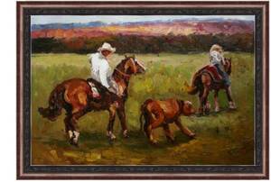 油絵　動物画　『乗馬』　M30号（60x90cm）