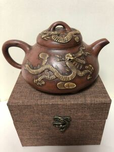 【聚寶堂】時代物 紫砂茶壺 朱泥急須 煎茶道具 箱付き LJ-26