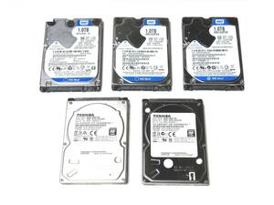 ☆2.5インチ HDD 1TB 5個セット/Western Digital WD/TOSHIBA/動作確認済　中古品