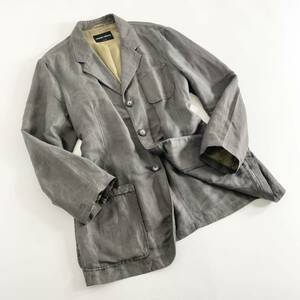 Gd24 大きいサイズ☆ GIORGIO ARMANI ジョルジオアルマーニ テーラードジャケット アンコン リネンブレンド◎ 50 XL相当 メンズ 紳士服