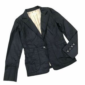 NB184 TSUMORI CHISATO ツモリチサト テーラードジャケット ジャケット アウター 上着 羽織り 長袖 麻混 ブラック 黒 レディース 2 日本製