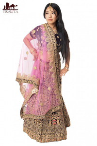 送料無料 パーティードレス コスプレ ウェディングドレス (1点物)インドのレヘンガドレスセット