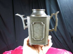 古錫水注　方形在銘　中国　金工　煎茶
