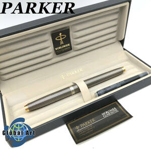 ★E04849/PARKER パーカー/万年筆/STERLING スターリング 925/ペン先 14K 585/シルバー×ゴールド/箱付