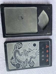 中国 龍　竜　彫刻　書道具 すずり 硯 古美術　骨董