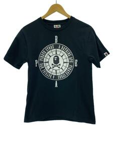 A BATHING APE◆crossbone compass/Tシャツ/S/コットン/ブラック