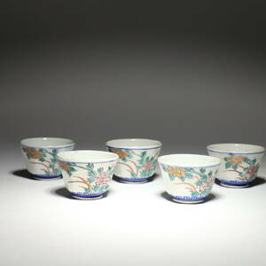 染附 茶道具 杯 5客 骨董 美術品 古美術 時代品 時代物 中國古美術 瓷器 
