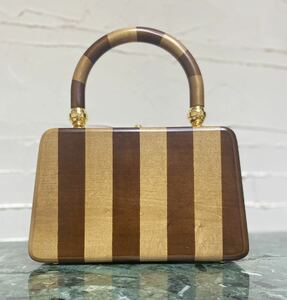 激レア 超希少 VINTAGE OLD FENDI ウッドバニティバッグ オールドフェンディ 木製 ケリータイプ ハンドバッグ ヴィンテージバッグ