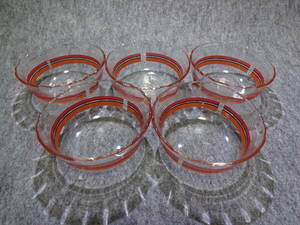 中古 PYREX ガラス小鉢 5枚セット F-06 494 サラダボウル 日本製 UNDERLICENSE