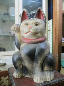 即決【昭和レトロ百貨店】貴重品 大きな 招き猫 戦前 土人形 ディスプレイ 当時物