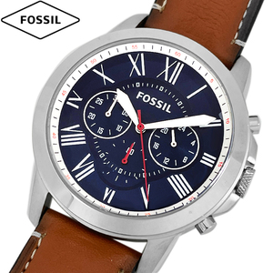 FOSSIL フォッシル 腕時計 新品 アウトレット GRANT グラント FS5210 メンズ ブルーダイヤル ブラウン革ベルト 並行輸入品
